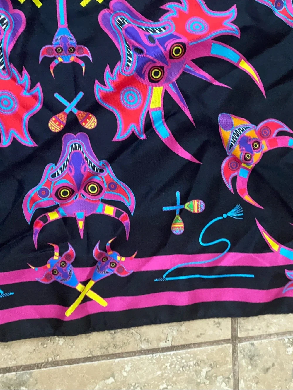 Meridiano 67º Diabladas 100% Real Silk Luxury Foulard Mythical 19” Square Scarf